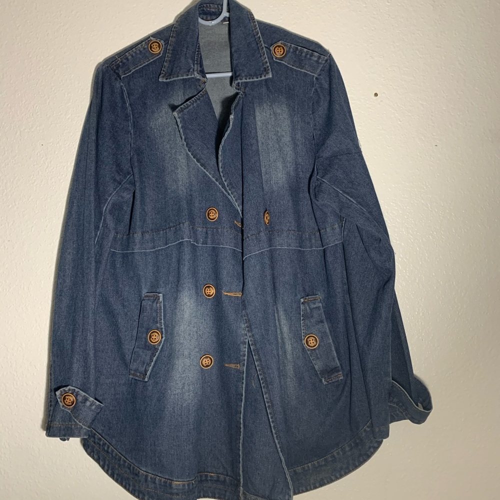 Oversized Denim Trench Coat